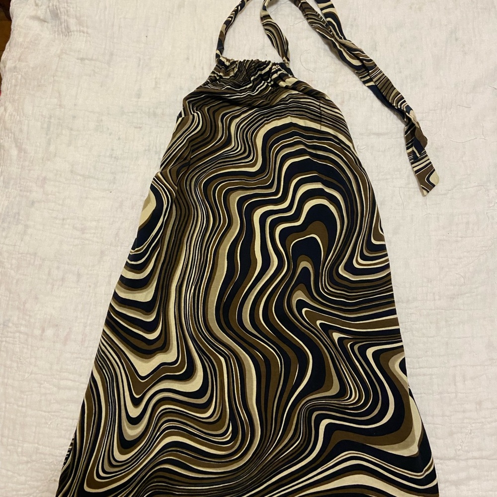 Motel Rocks Halter Top Mini Dress, Multicolor, Size Large, Low Back
